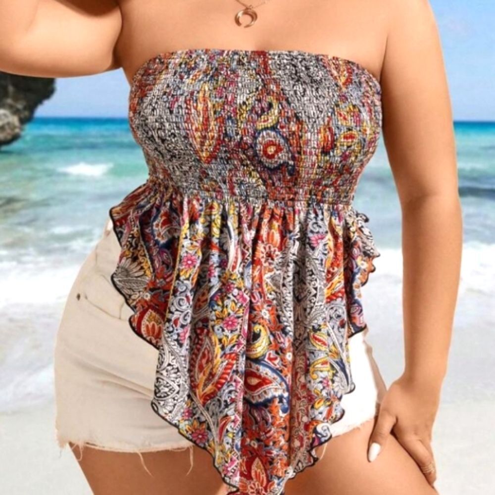 Ladies Super Cute Plus Size Paisley Tube Top sz 4x